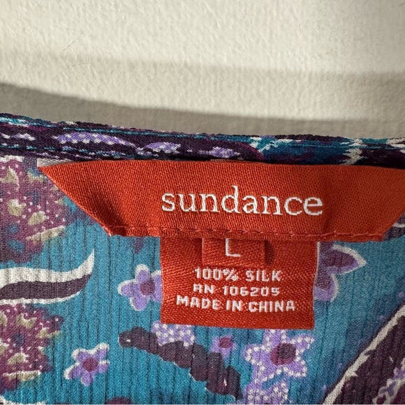 Sundance Silk Blouse Paisley Turquoise Lace Delicate Feminine Fairy - Picture 7 of 9